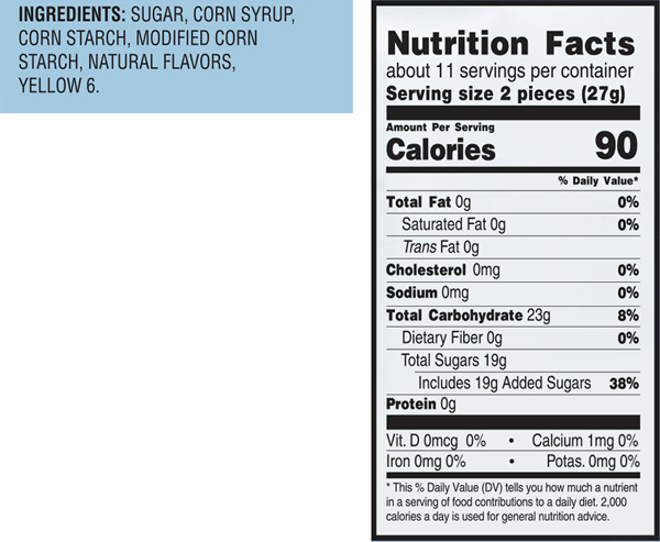 YumBees Orange Slices Ingredients & Nutrition Facts