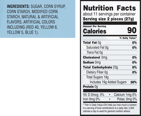 YumBees Fruit Slices Ingredients & Nutrition Facts