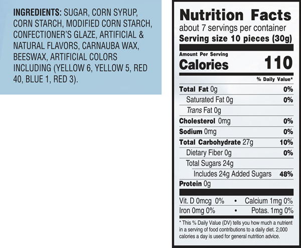 YumBees Jelly Beans Ingredients & Nutrition Facts